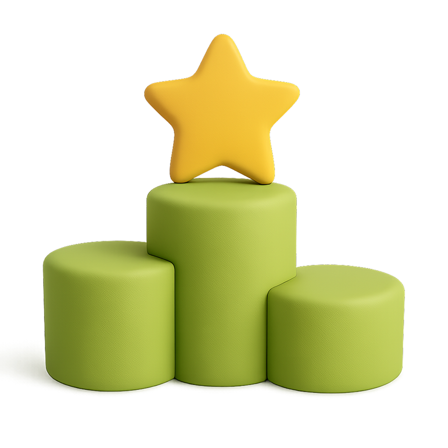 Pódio com estrela de primeiro lugar